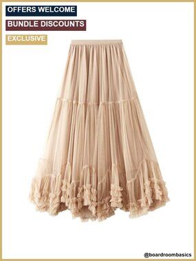 Women's Maxi Tulle Skirt A-Line Tiered Mesh Tutu Fairy Skirt